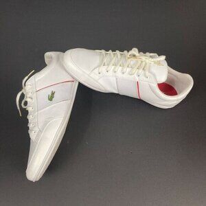 Lacoste Nivolor 0721  1 P CMA Mens White Leather Lifestyle Sneakers Shoes Sz 12
